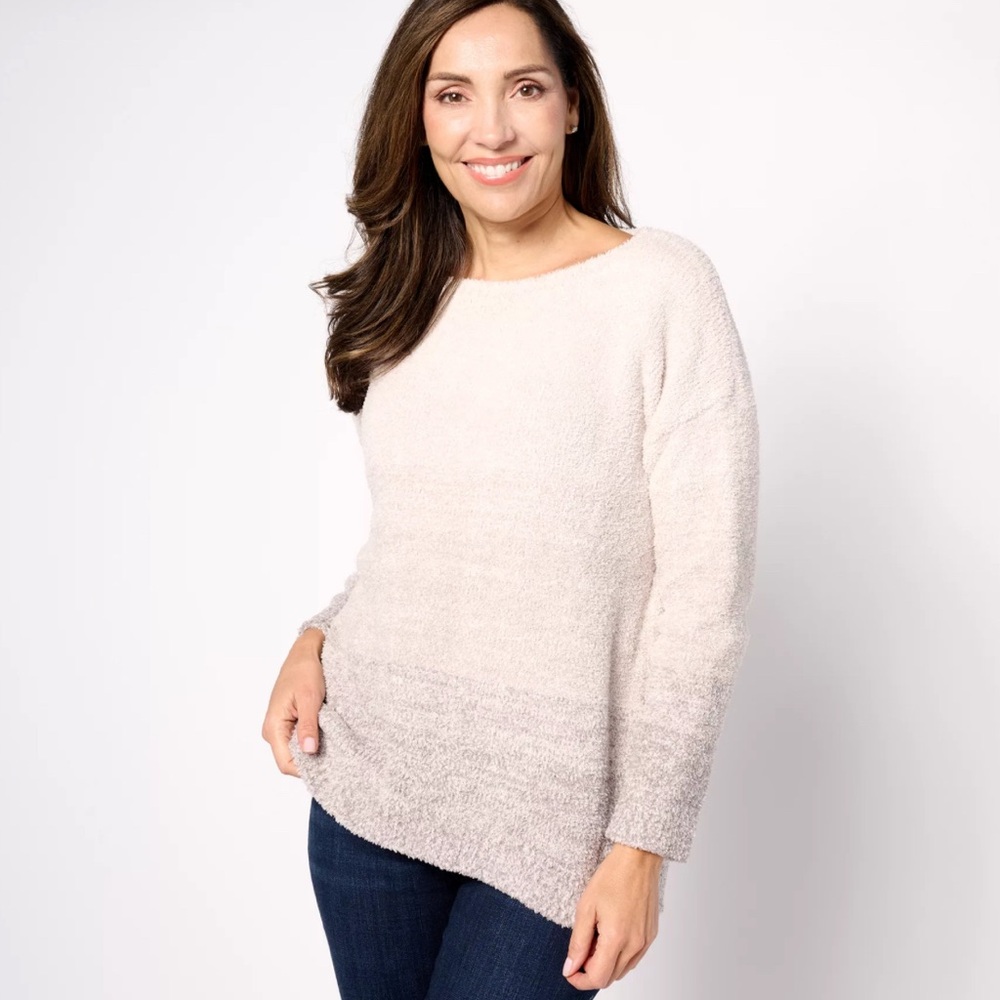 Barefoot Dreams CozyChic Ombré BoatNeck Pullover Sweater 
Size Large